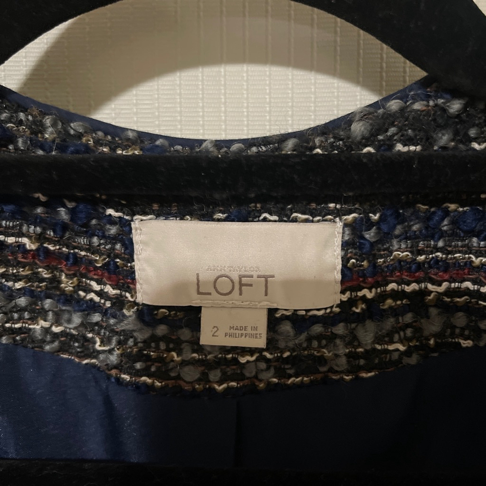 LOFT Navy Red Tweed Blazer Women's Size 2 - Picture 7 of 10